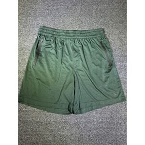 LEG3ND Mens Athletic Shorts Forest Green Heather Zipper Pockets Size L